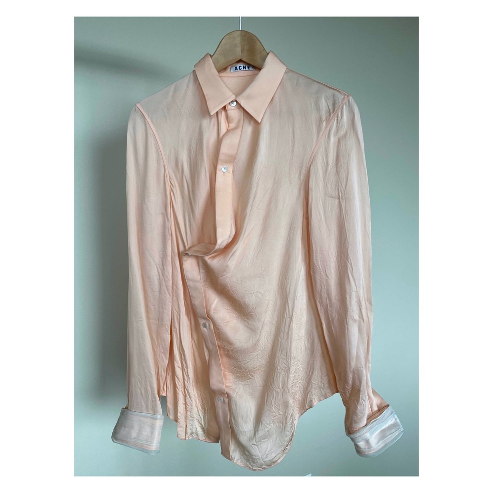 Silk Asymmetrical Button-Down Shirt - image 1